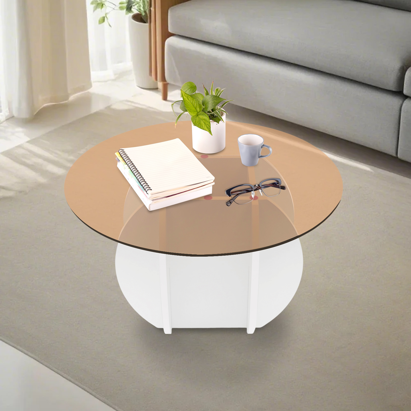 Modern Round Coffee Table 27.6 - Book Weight Glass review and price