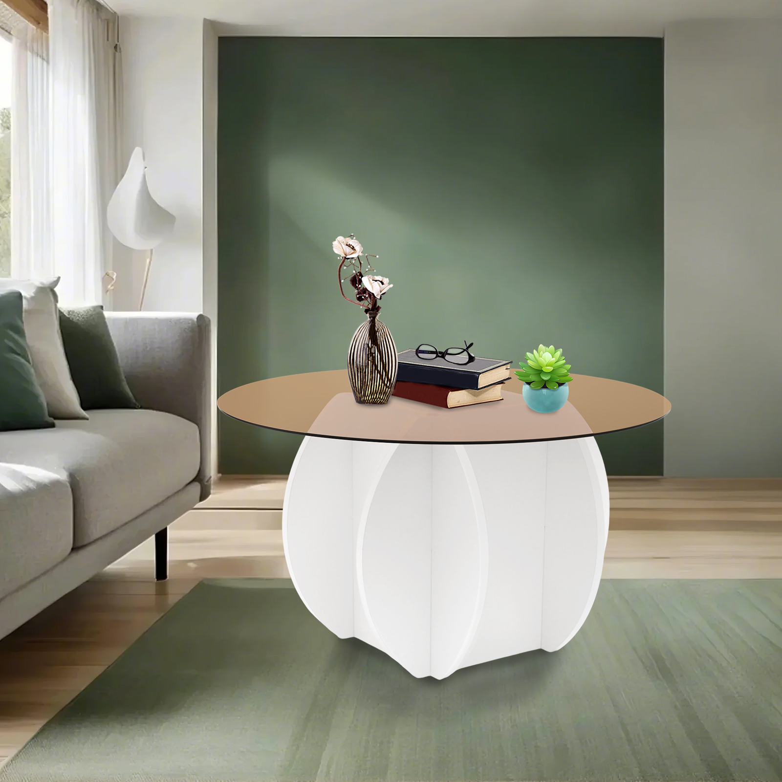 Modern Round Coffee Table 27.6 - Book Weight Glass review and price