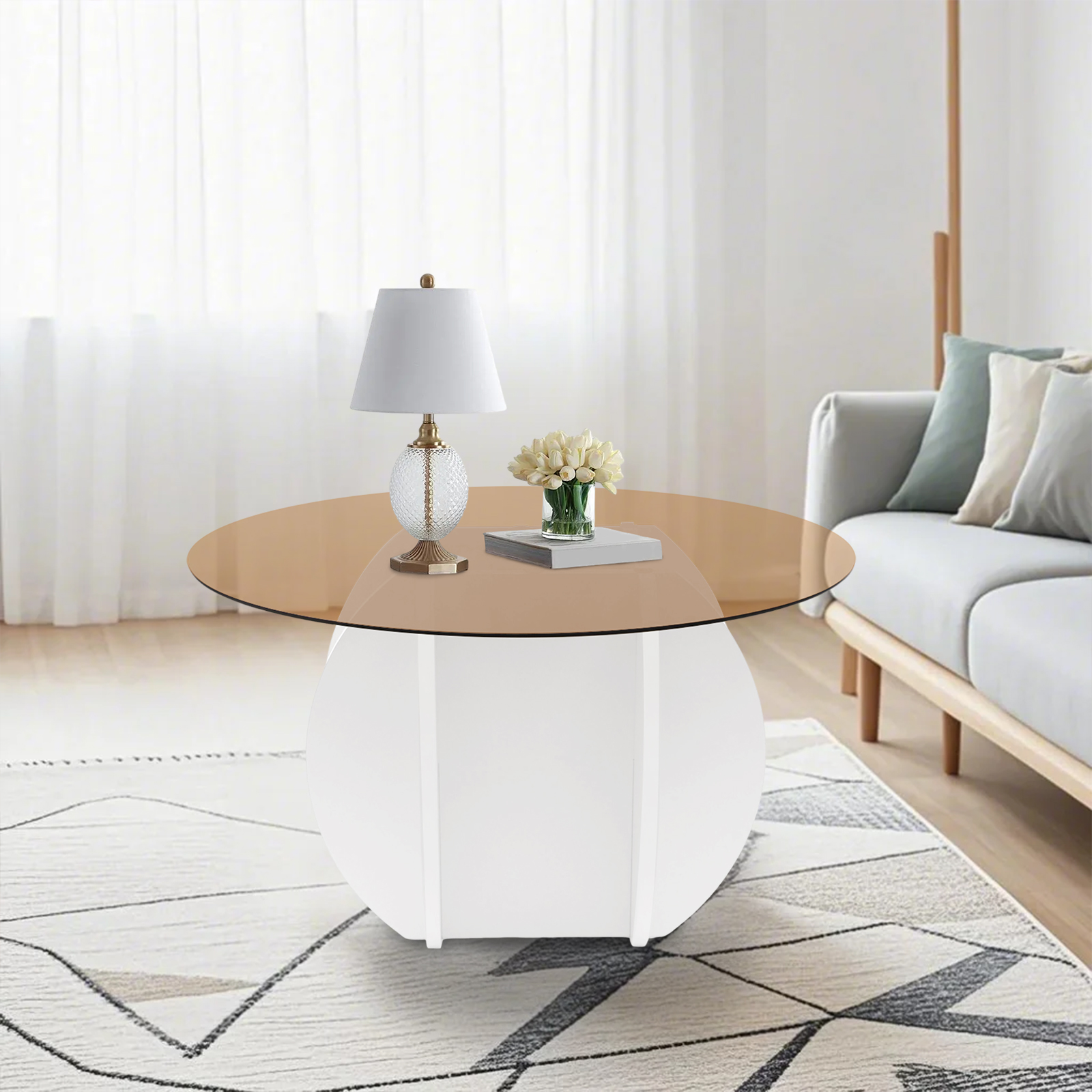 Modern Round Coffee Table 27.6 - Book Weight Glass review and price