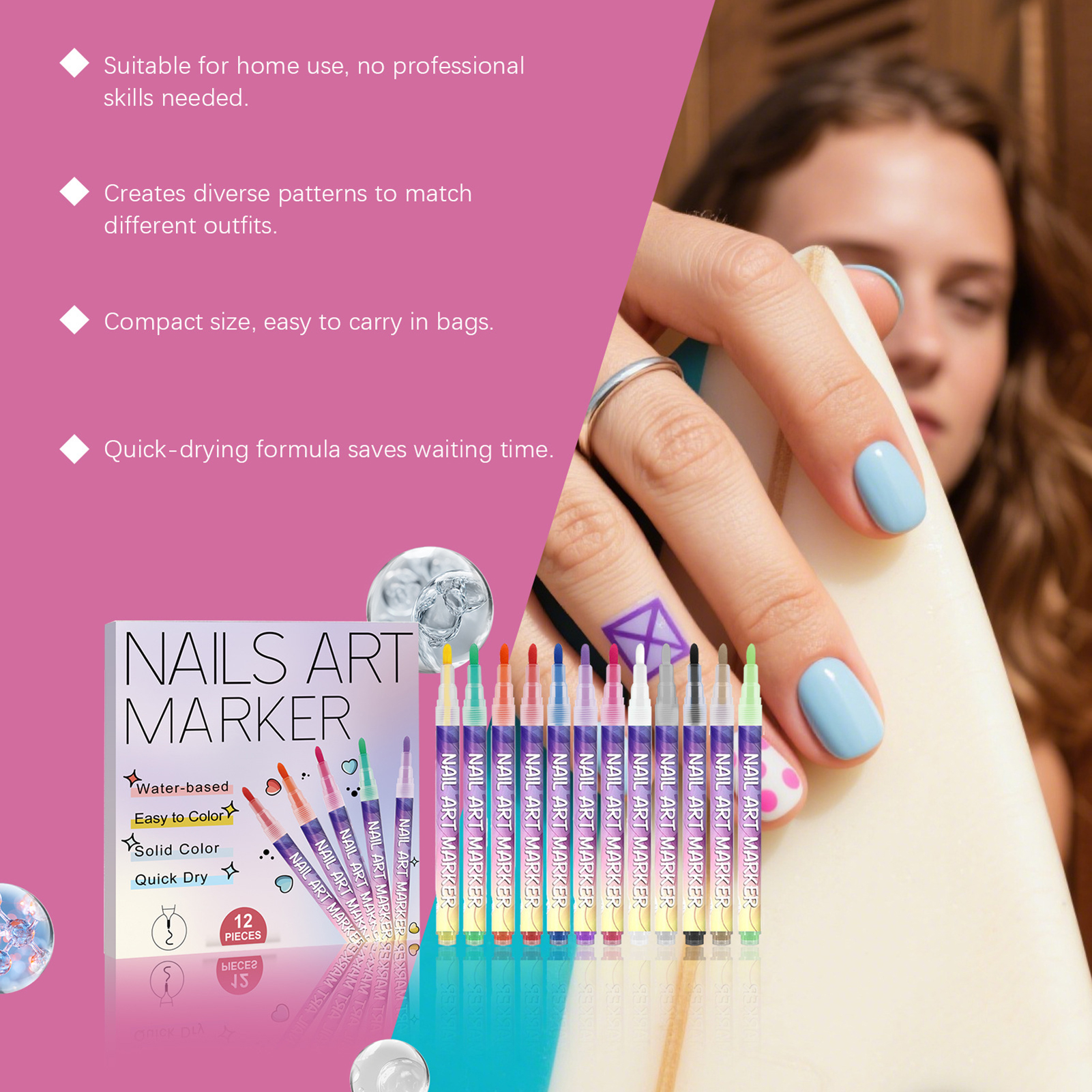 12Pcs Nail Art Pens With Fine  - Correction Pen Fine review and price