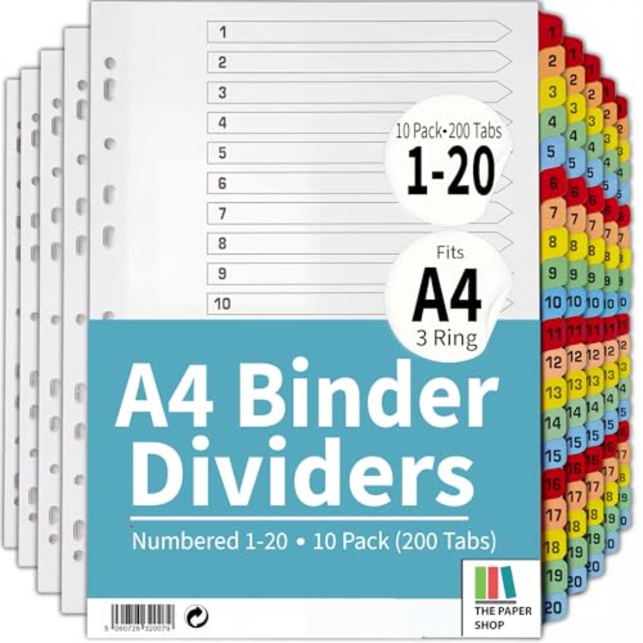Binder Dividers with Tabs -20  - Tab Divider A4 review and price