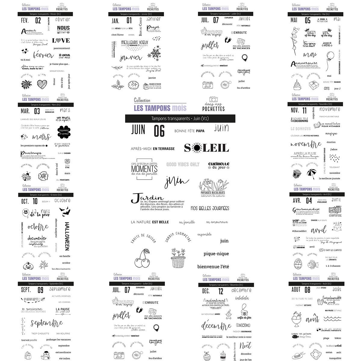 French Month Themed Clear Stam - Rubber Date Stamp review and price
