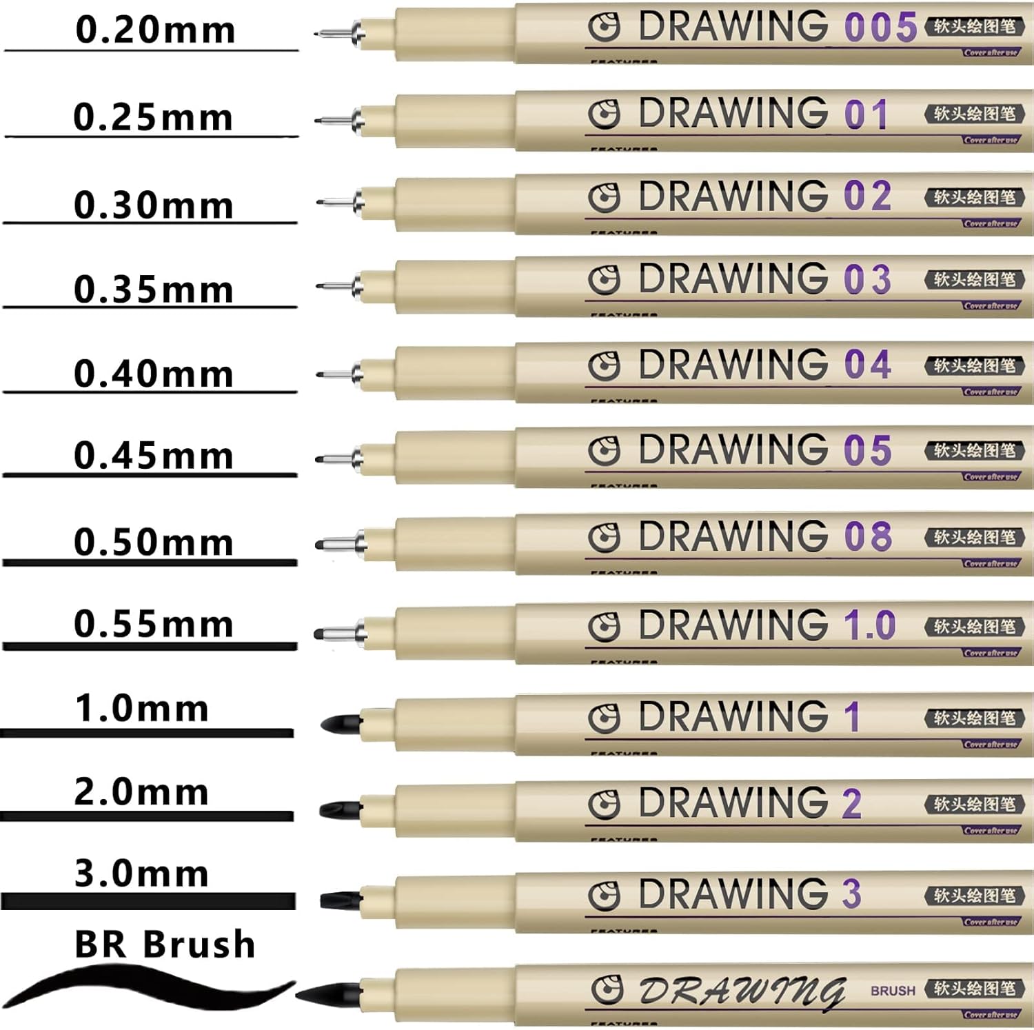 12 Black Fine Line Drawing Pen - Archive Box Set review and price