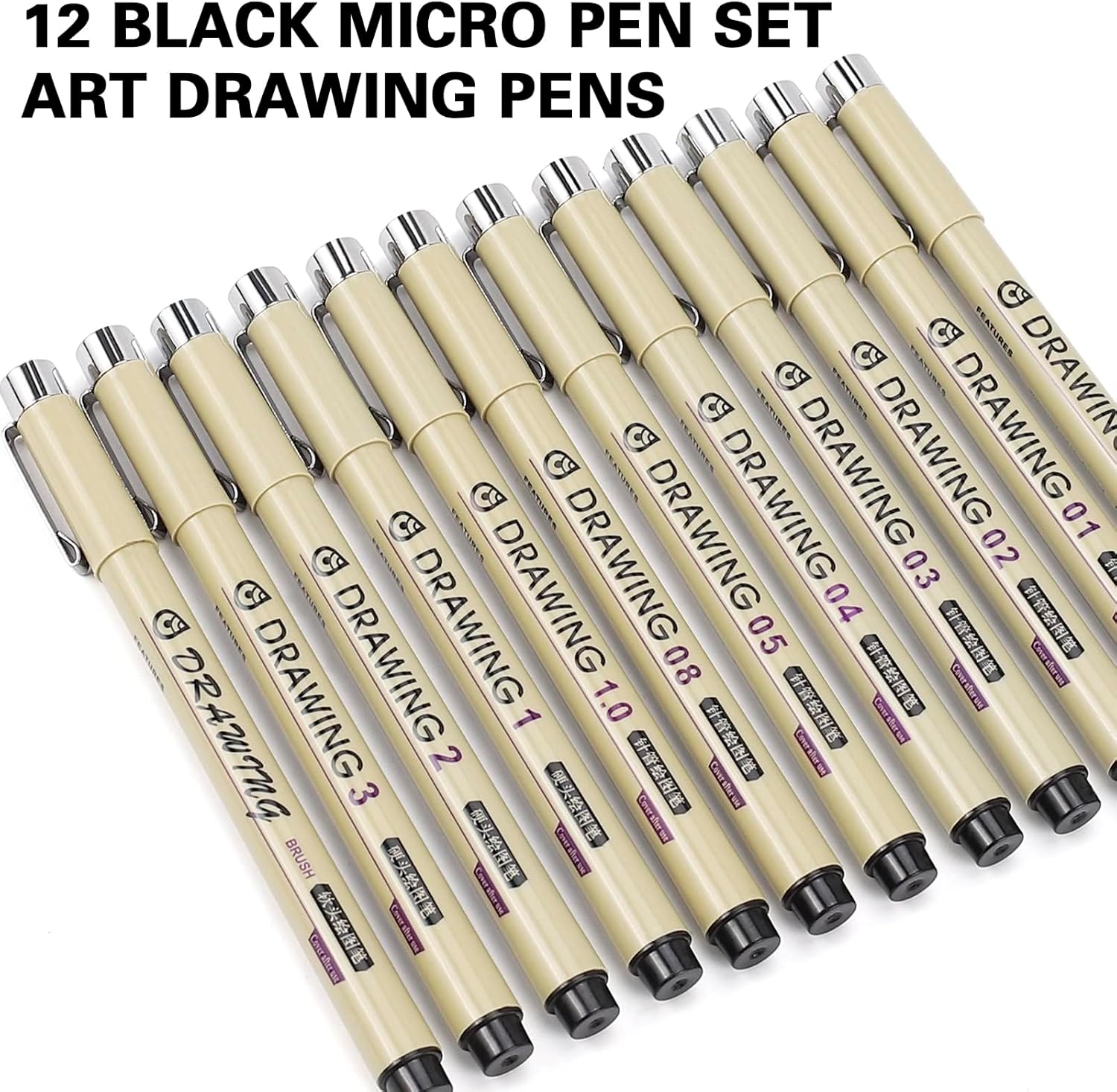 12 Black Fine Line Drawing Pen - Archive Box Set review and price