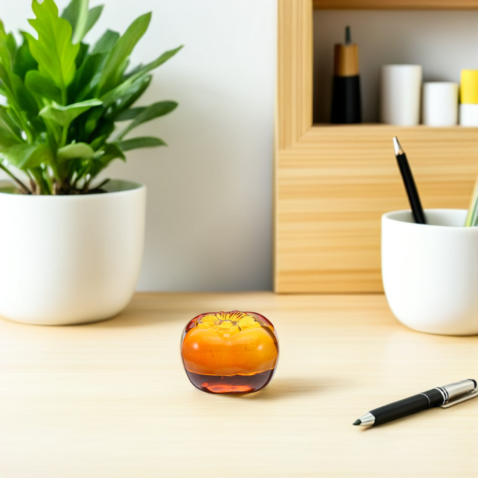 Crystal Persimmon Desk Paperwe - Book Weight Glass review and price
