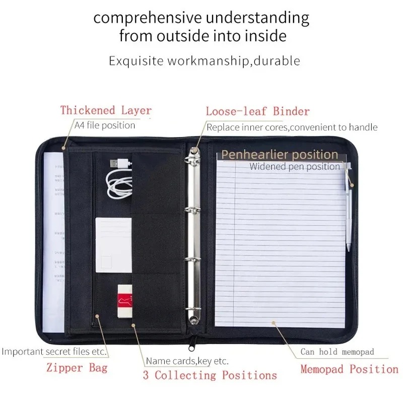 Large Black Business Portfolio - Binder A4 Lever review and price