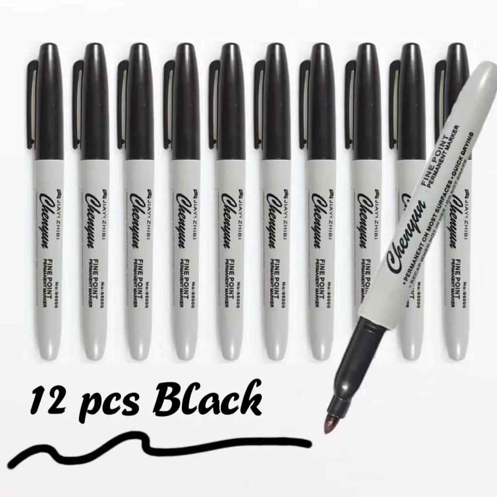 12pcs Black Permanent Marker P - Correction Pen Fine review and price